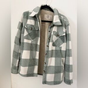 Plaid Sweater Light Green and Cream Sage Collective Gently Used